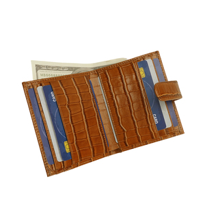 Portafoglio Personalizzato in Vera Pelle di Coccodrillo Marrone, Porta Carte di Credito Sottile da Uomo, Minimalista, Bifold - Product Image 6