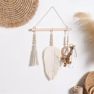 Cabides de tecido macramê para plantas, suporte nórdico de algodão para decoração de casa, em forma de samambaia, com bordas, suporte para exposição de plantas, decoração boho para casa