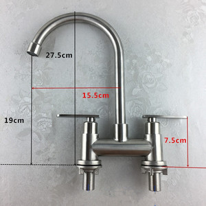 Grifo de Lavabo de Acero Inoxidable 304 con Doble Interruptor para Agua Fría y Caliente - Product Image 4
