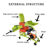 Broyeur multifonction pour paille d'herbe pour animaux agricoles Broyeur de fourrage Fraisage progressif Machine à couper les paillettes avec moteur