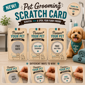 Tarjeta Rasca y Gana de Alta Calidad para el Marketing de Peluquería Canina, Tarjeta de Recompensa Personalizada para Servicios de Mascotas para Tiendas - Product Image 5