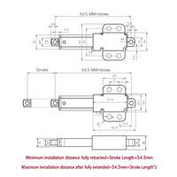 Aktuator Linear Mikro DC 30MM 6V 12V 24V 7mm/s 128N 13kg 29lbs Daya Dorong Maksimum Motor Listrik dengan Sayap