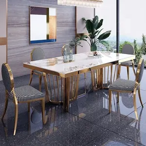 Nuovo tavolo da pranzo rettangolare contemporaneo per 8 posti cucina in pietra piano in marmo moderno tavolo da pranzo e sedie Set