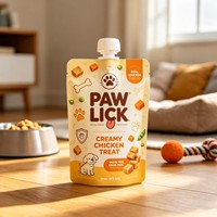 Pochette souple personnalisée anti-fuite avec bec verseur et bouchon à vis, qualité alimentaire sans BPA, pour emballage de liquides pour animaux de compagnie (chats, chiens)