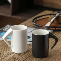 Taza de Café de Cerámica Reutilizable Ecológica Simple Nórdica de 350 ml, Personalizada, Negra, Blanca, Mate y Brillante, de Alta Calidad y Lujo, OEM