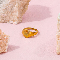Fenny 18K Gold plattiert wasserdicht delikat graviert niedlich Schmetterling Siegel Ring für Damen kein Verblassen Edelstahl Großhandel Schmuck
