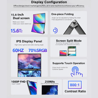 Monitor Portátil Eimio Hot de 15.6 Pulgadas, 60Hz, IPS, Pantalla Ancha 1080p, Doble Pantalla Táctil, con Interfaz Tipo-C, Extensor de Monitor para Laptop, OEM