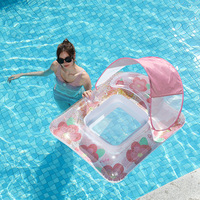 Chaise longue flottante gonflable avec pare-soleil amovible et filet à clips marguerite