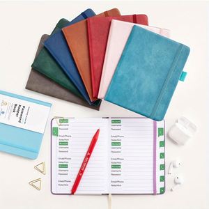 Colorful Hardcover Leather Keeper Book with Alphabetical Tabs 100 Sheets Password Logbook <b>Journal</b> Elastic Band & Custom Cover A5 - Product Image 1