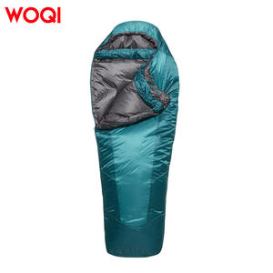 Sac de couchage Woqi Mummy 800g en nylon respirant pour temps chaud, camping en plein air pour adultes, bleu paon - Product Image 1