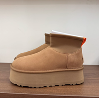 Bottes courtes d'hiver pour femmes, doublées de polaire, en cuir véritable, confortables, à la cheville et à la botte, semelle épaisse, chaudes