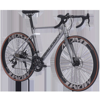 Bicicleta de Carretera de Aleación de Aluminio Lanling, Envío Directo Internacional, Manillar Plano, Bicicleta de Carreras, Freno de Disco Doble, Horquilla de Resorte para Hombres y Mujeres