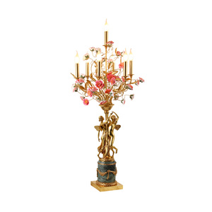 Lámpara de mesa decorativa de mármol de latón para el hogar <span class=keywords><strong>barroco</strong></span> francés, luz francesa de lujo, flor de cerámica, luz de mesa de princesa - Product Image 6