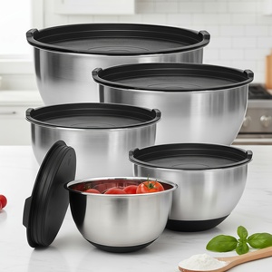 مصنع مخصص قسط المصقول الفولاذ المقاوم للصدأ مجموعة أغطية محكمة الغلق-أوعية التعشيش الصديقة-للاستخدام المنزلي والمطبخ - Product Image 1