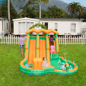 Doctor Dolphin Double toboggan aquatique gonflable extérieur, <span class=keywords><strong>château</strong></span> gonflable pour enfants, trampoline pour 4 personnes - Product Image 1