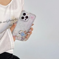 Funda de Teléfono con Diseño de Animales Lindos y Efecto de Arena Movediza, Carcasa Transparente con Dibujos Animados para iPhone 17 Pro Max 16 15 14 11, Carcasa Protectora Anti-Golpes para Chicas