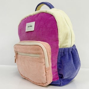 Grit Way Custom Pink Corduroy Student <strong>Backpack</strong> for <strong>Girls</strong> Kids School Bag - Product Image 2