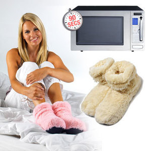 Chaussons en peluche chauffants au micro-ondes, semelle antidérapante, couleur rose, en polaire, pour usage domestique - Product Image 1