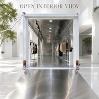 Remorque de magasin mobile Wetruth avec vitrine pleine longueur, présentoirs à vêtements et surface personnalisable pour l'image de marque