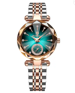 Montre de luxe POEDAGAR 719 en or rose pour femmes, montre-bracelet à quartz en acier inoxydable, étanche, cadran multi-angles, montre pour femmes tendance - Product Image 5