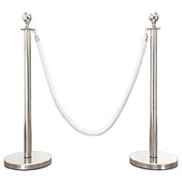 Poteaux de guidage VIP en acier avec dessus sphérique décoratif et cordons en velours pour événements, salons automobiles et tapis rouge
