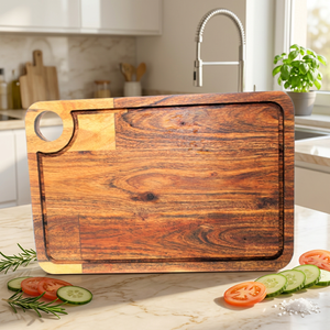 Planche à découper en bois écologique et durable de qualité alimentaire OEM avec logo gravé personnalisé vente en gros accessoire de cuisine - Product Image 4
