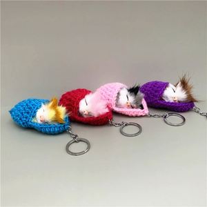 Lindo Llavero de Gato Dormido con Pantuflas, Mini Gatitos, Gato de Peluche Tejido, Colgante para Bolso, Llavero para Coche, Regalos de Animales - Product Image 3