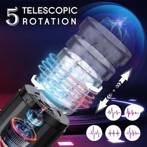 회전식 텔레스코픽 에어플레인 컵 진동 남성 페니스 트레이닝 마사지 자위기구 성인용품 7.9x25cm 574g - Product Image 4