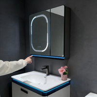 Meuble de salle de bain mural moderne avec capteur intelligent, en panneau de résine, avec lavabo en céramique