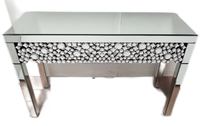 Table console de salon de luxe haut de gamme en diamant écrasé argent miroir au design personnalisé