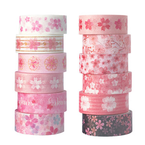 เทปวาชิลายดอกซากุระแสนโรแมนติก 12 ม้วน 5 ม. สำหรับตกแต่งสมุดบันทึก งานฝีมือ DIY ของขวัญ - Product Image 5