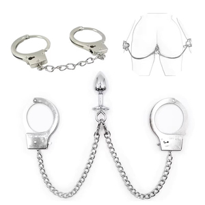 Accessoires de jeu BDSM pour femmes : <span class=keywords><strong>Plug</strong></span> <span class=keywords><strong>anal</strong></span> métallique, menottes, chaînes, masseur <span class=keywords><strong>anal</strong></span> détachable pour l'entraînement féminin - Product Image 2