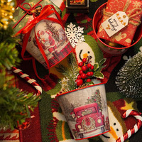 Seau à fleurs en métal galvanisé pour Noël, pot de jardin pour herbes, seau en étain pour décoration saisonnière