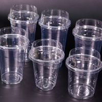 Couvre-gobelet en plastique PET transparent jetable, anti-fuite, de qualité alimentaire, recyclable, pour bubble tea, milkshake, café glacé, boisson froide