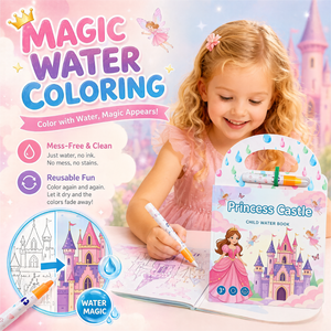Libro de Colorear con Agua de Castillo de Princesa Personalizado para Niñas, Libro de Pintura Reutilizable sin Manchas con Bolígrafo, Juguete de Viaje OEM ODM - Product Image 3