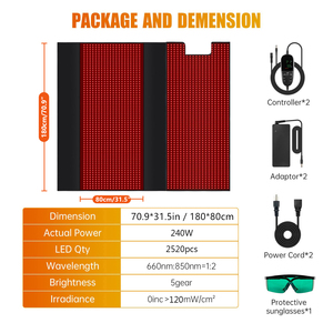 Ücretsiz özel Logo Led kırmızı ve yakın kızılötesi ışık tedavisi yatak 660nm 850nm kırmızı ışık tedavisi Sauna için tam vücut Mat battaniye