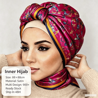 Écharpes et châles ethniques en gros, impression personnalisée, 90 cm, Abaya Hijab, foulard en satin de soie pour femmes, élégant, haute qualité 1006B