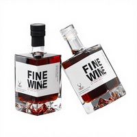 Bouteille de vin et de spiritueux carrée personnalisée de 500 ml en verre, avec bouchon en liège, estampage à chaud pour Tequila, Vodka, Whisky et alcool
