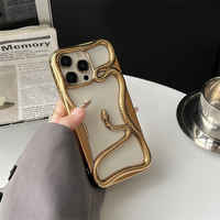 Coque antichoc créative en forme de serpent 3D creux électroplaqué, design peau de serpent givrée, pour iPhone 18 17 16 15 14 13 Pro 12