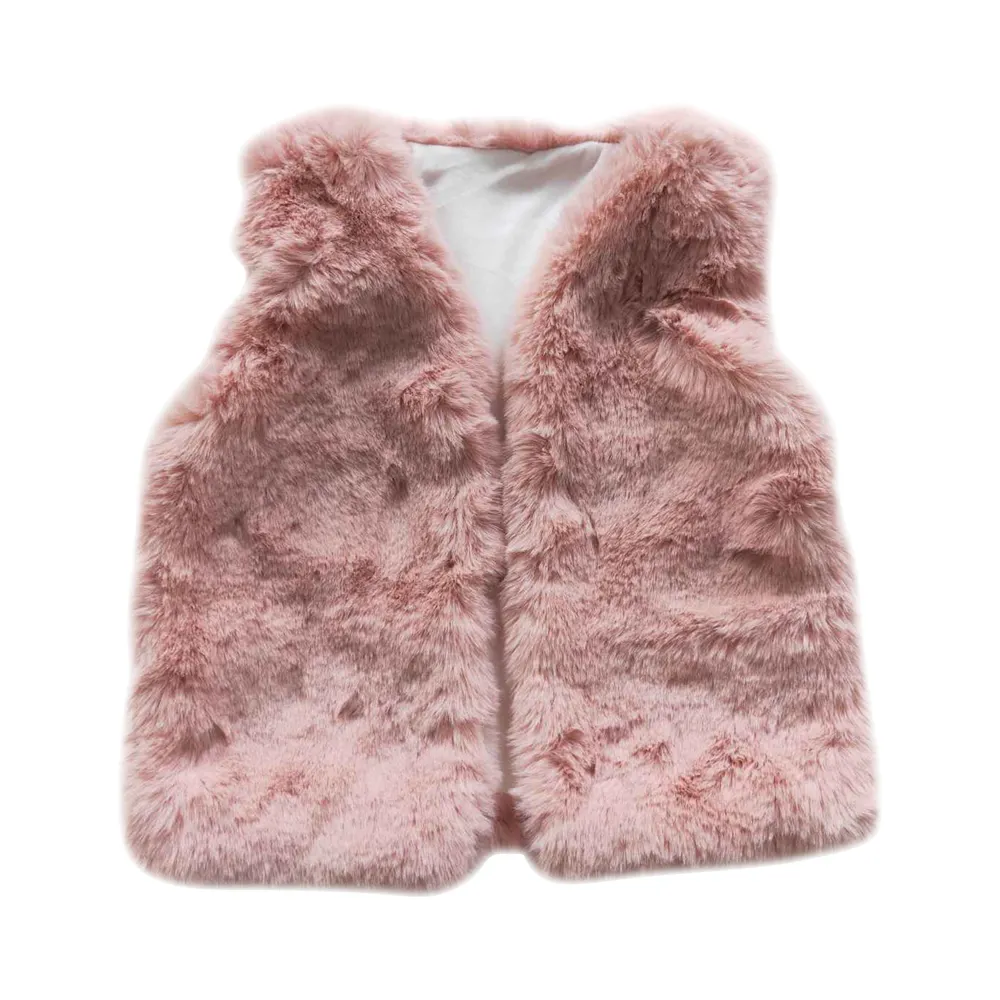 GT0222 vintage prêt à expédier custom boutique 2023 vêtements de mode pour bébés filles gilet en peluche rose de haute qualité
