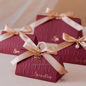 משולש חתונה לטובת תיבת שוקולד סוכריות תיק חתונה תינוק מקלחת יום הולדת מתנה לאורחים אריזת נייר צד טובה אירוע