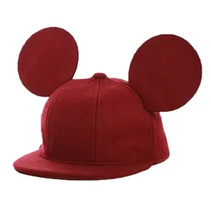 fabrication personnalisé à bord plat blanc enfants mickey forme belle souris casquette enfants colorés en gros snapback chapeau