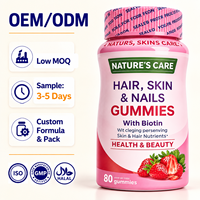Gummies Cheveux, Peau et Ongles avec Biotine et Acide Folique, 80 Gummies, Saveur Fraise, pour Femmes, OEM, Marque Privée, Vente en Gros