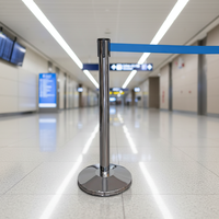 Poteau de guidage en acier inoxydable poli avec barrière à bande pour aéroports et expositions