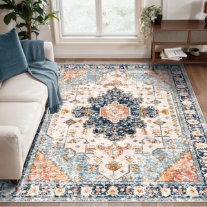 พรมลายดอกไม้สไตล์เปอร์เซีย พิมพ์ลายโพลีเอสเตอร์ ขอบเย็บอย่างดี ใช้ปูพื้นโซฟา ผ้าห่ม พรมตกแต่งบ้านสมัยใหม่ สำหรับดรอปชิปปิ้ง ตกแต่งข้างเตียง - Product Image 2