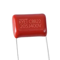 Condensador de película de polipropileno de metal de fábrica, CBB21, CBB22, 400V, 205K, 205J, 400V