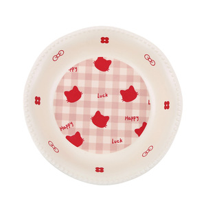 Wuhe Fruit Plate Round Melamine Polka Dot Cat Cartoon Design For Snacks And Dried Fruits Home Use - Product Image 2