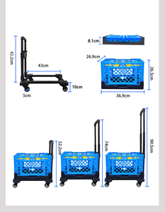 Plastic Supermarkt Winkelmand <span class=keywords><strong>Trolley</strong></span> Met Wielen Groothandel Op Maat Opvouwbare Opvouwbare Aangepaste Logo Tianyu 40Kg - Product Image 6