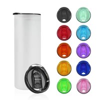 Vente en gros de couvercles coulissants anti-fuite et anti-éclaboussures en plastique coloré de remplacement pour gobelets isothermes fins et droits de 20 oz