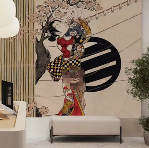Akita Geisha de Japón papel de pared 3D decoración del hogar Mural papel tapiz - Product Image 1